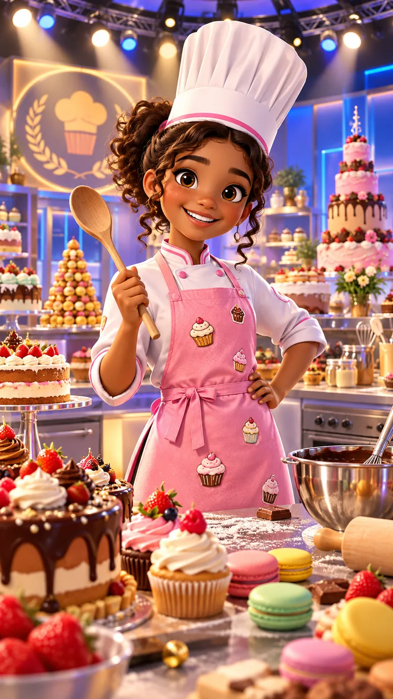 Inès, apprentie pâtissière, dans la grande cuisine du concours