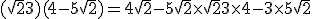 (\sqrt{2}+3)(4-5\sqrt{2})=4\sqrt{2}-5\sqrt{2}\times   \sqrt{2}+3\times   4-3\times   5\sqrt{2}