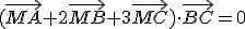 (\vec{MA}+2\vec{MB}+3\vec{MC})\cdot\vec{BC}=0