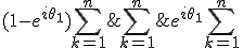 \begin{align*} \sum_{k=1}^n z_k &= e^{i\theta_1}\sum_{k=1}^n z_k \\ \Rightarrow (1-e^{i\theta_1})\sum_{k=1}^n z_k &= 0 \end{align*}