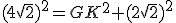 (4\sqrt{2})^2=GK^2+(2\sqrt{2})^2