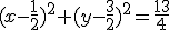 (x-\frac{1}{2})^2+(y-\frac{3}{2})^2=\frac{13}{4}