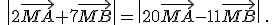 \,\%7C2\vec{MA}+7\vec{MB}\%7C=\%7C20\vec{MA}-11\vec{MB}\%7C\,.