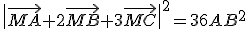 \|\vec{MA}+2\vec{MB}+3\vec{MC}\|^2=36AB^2
