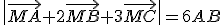 \|\vec{MA}+2\vec{MB}+3\vec{MC}\|=6AB