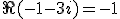 \Re(-1-3i)=-1