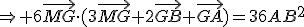 \Rightarrow 6\vec{MG}\cdot(3\vec{MG}+2\vec{GB}+\vec{GA})=36AB^2