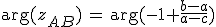 \arg(z_{AB})\,=\,\arg(-1+\frac{b-a}{a-c})