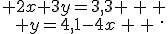 \begin{matrix} 2x+3y=3,3 \, \, \\ y=4,1-4x\, \, \end{matrix}.