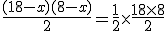 \frac{(18-x)(8-x)}{2}=\frac{1}{2}\times   \frac{18\times   8}{2}