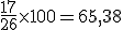 \frac{17}{26}\times   100=65,38