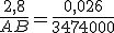 \frac{2,8}{AB}=\frac{0,026}{3474000}