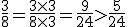 \frac{3}{8}=\frac{3\times   3}{8\times  3}=\frac{9}{24}>\frac{5}{24}