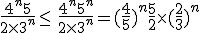 \frac{4^n+5}{2\times   3^n}\leq\, \frac{4^n+5^n}{2\times   3^n}= (\frac{4}{5})^n+\frac{5}{2}\times   (\frac{2}{3})^n