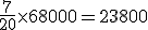 \frac{7}{20}\times   68000=23800