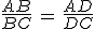 \frac{AB}{BC}\,=\,\frac{AD}{DC}