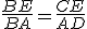 \frac{BE}{BA}=\frac{CE}{AD}