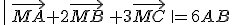 \left \| \vec{MA}+2\vec{MB} +3\vec{MC} \right \|=6AB