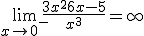 \lim_{x \to 0^-} \frac{3x^2+6x-5}{x^3} =+\infty