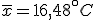 \overline{x}=16,48^{\circ}C