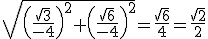 |z_2| = \sqrt{\left(\frac{\sqrt{3}}{-4}\right)^2+\left(\frac{\sqrt{6}}{-4}\right)^2}=\frac{\sqrt{6}}{4}=\frac{\sqrt{2}}{2}