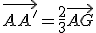 \vec{AA'}=\frac{2}{3}\vec{AG}
