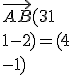 \vec{AB} ( 3+1\\1-2  )= ( 4\\-1  )