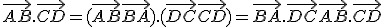 \vec{AB}.\vec{CD} = ( \vec{AB} + \vec{BA} ).( \vec{DC} + \vec{CD} ) = \vec{BA}.\vec{DC} + \vec{AB}.\vec{CD}