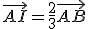 \vec{AI} = \frac{2}{3}\vec{AB}