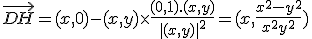 \vec{DH} = (x,0)-(x,y)\times  \frac{(0,1).(x,y)}{\|(x,y)\|^2} = (x,\frac{x^2-y^2}{x^2+y^2})