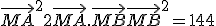 \vec{MA}^2+2\vec{MA}.\vec{MB}+\vec{MB}^2 = 144