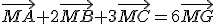 \vec{MA}+2\vec{MB}+3\vec{MC}=6\vec{MG}