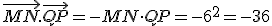 \vec{MN}.\vec{QP} = -MN\cdot QP = -6^2 = -36