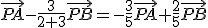 \vec{CA} = \frac{2}{2+3} \vec{PA}-\frac{3}{2+3}\vec{PB}=-\frac{3}{5}\vec{PA}+\frac{2}{5}\vec{PB}