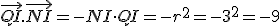 \vec{QI}.\vec{NI} = -NI\cdot QI = -r^2 = -3^2 = -9