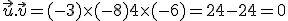 \vec{u}.\vec{v} = (-3)\times  (-8)+4\times  (-6) = 24-24 = 0