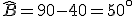 \widehat{B}=90-40=50^{\circ}