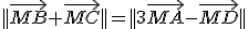 ||\vec{MB}+\vec{MC}||=||3\vec{MA}-\vec{MD}||