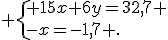  \{ 15x+6y=32,7 \\-x=-1,7 .