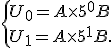  \{ U_0=A\times   5^0+B \\U_1=A\times   5^1+B.