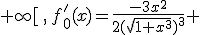 x\in ]-1;+\infty[\,,\,f_0'(x)=\frac{-3x^2}{2(\sqrt{1+x^3})^3} 