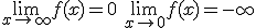  \lim_{x\to +\infty} f(x)=0\,\,\lim_{x\to 0^+} f(x)=-\infty