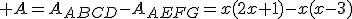  A=A_{ABCD}-A_{AEFG}=x(2x+1)-x(x-3)