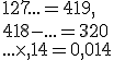 127+...=419,\\418-...=320\\...\times  ,14=0,014