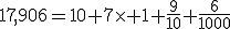 17,906=10+7\times 1+\frac{9}{10}+\frac{6}{1000}