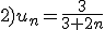 2)u_n=\frac{3}{3+2n}
