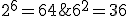 2^6=64 \geq 6^2=36