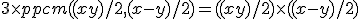 3 \times   ppcm((x + y)/2, (x - y)/2) = ((x + y)/2) \times   ((x - y)/2)