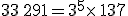 33\,291=3^5\times  \,137