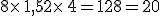 8\times  \,1,5+2\times  \,4=12+8=20